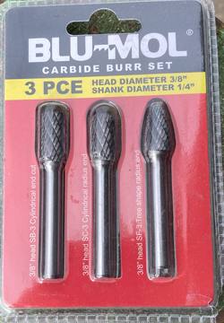 Blu-Mol 3pc carbide burr set